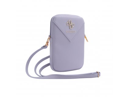 Guess PU Grained 4G Metal Logo Wallet Phone Bag Zipper Purple