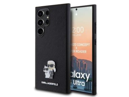 karl lagerfeld pu saffiano metal karl and choupette zadni kryt pro samsung galaxy s24 ultra black i80286