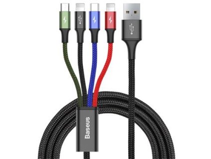 baseus ca1t4 a01 fast 4in1 kabel 2x lightning usb c microusb 3 5a 1 2m black i64817