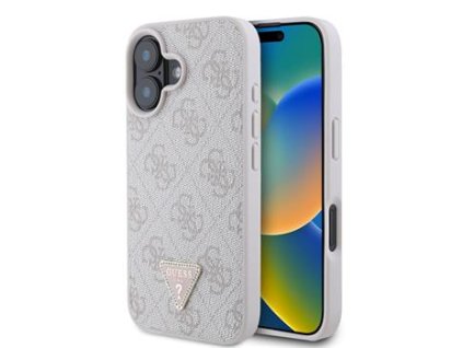 guess pu 4g strass triangle metal logo zadni kryt pro iphone 16 pink i83047