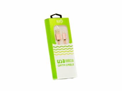 Dátový kábel USB GL-8004 LIGHTING 1m ružová farba