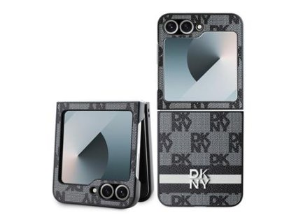 dkny pu leather checkered pattern and stripe zadni kryt pro samsung galaxy z flip 6 black i82548