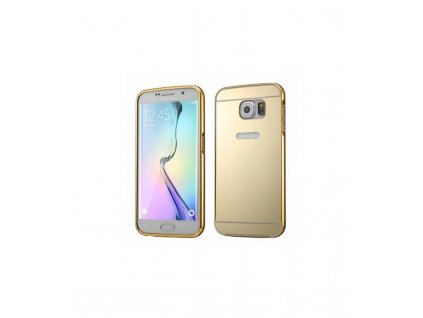 Púzdro s kovovým rámikom a akrylovým zadným krytom Samsung Galaxy S6 Edge - zlatá farba