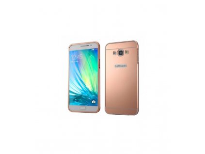 Puzdro s kovovým rámikom a akrylovým zadným krytom Samsung Galaxy A3 A300 - ružovo zlatá farba