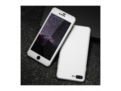 Puzdro 360 stupňová ochrana iPhone 8 Plus / 7 Plus strieborná farba