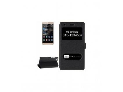 Knižkové puzdro Huawei P8 lite s okienkom čierna farba