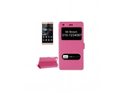 Knižkové puzdro Huawei P8 lite s okienkom ružové