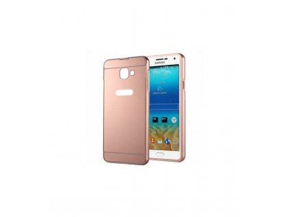 Puzdro s kovovým rámikom a akrylovým zadným krytom Samsung Galaxy A5 (2016) A510 - ružovo zlatá farba