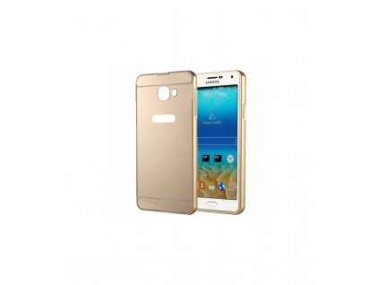 Puzdro s kovovým rámikom a akrylovým zadným krytom Samsung Galaxy A3 (2016) A310 - zlatá farba