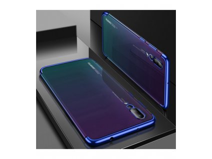 Puzdro Huawei P20 Pro ultra tenké priesvitné s modrým rámikom