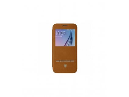 Luxusné puzdro Samsung Galaxy S6 s okienkom hnedé