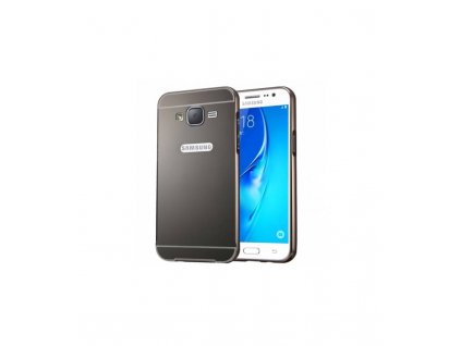 Puzdro s kovovým rámikom a akrylovým zadným krytom Samsung Galaxy J7 (2016) J710 čierna farba