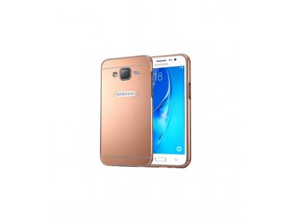 Puzdro s kovovým rámikom a akrylovým zadným krytom Samsung Galaxy J7 (2016) J710 ružova farba