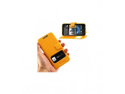 Knižkové puzdro HTC Desire 601 oranžové s okienkom