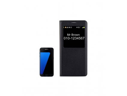 Puzdro Samsung Galaxy S7 Edge knižkové s okienkom čierne