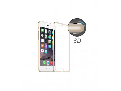 3D Ochranné tvrdené sklo iPhone 7 plus so zlatým oceľovým rámikom