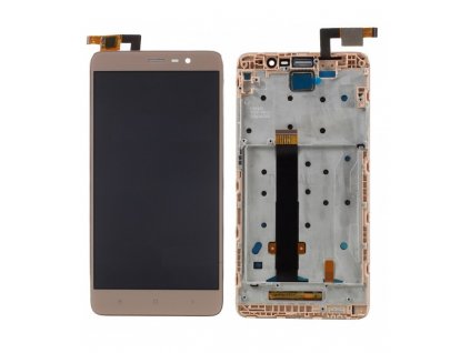 Originál LCD displej a dotyková plocha s rámom XIaomi Redmi Note 3 zlatá farba