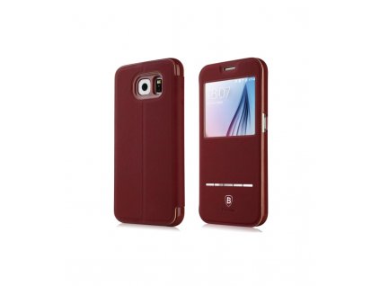 Luxusné puzdro Samsung Galaxy S6 s okienkom červené