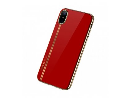 Puzdro JOYROOM iPhone X ,červená farba so zlatým rámom