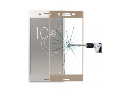 Ochranné tvrdené 3D sklo 9H Sony Xperia XZ Premium zlatá farba