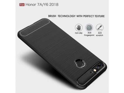 Puzdro Huawei Honor 7A / Y6 (2018) karbonová textúra čierna farba