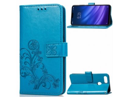 Puzdro Xiaomi Mi 8 Lite knižkové Fashion modré s motívom kvetov