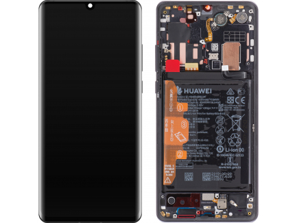LCD Displej + Dotykové sklo + Rám + Batéria Huawei P30 Pro čierna farba (aurora black)