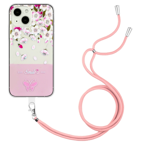 Puzdro iPhone 13 so šnúrkou motív kvetov