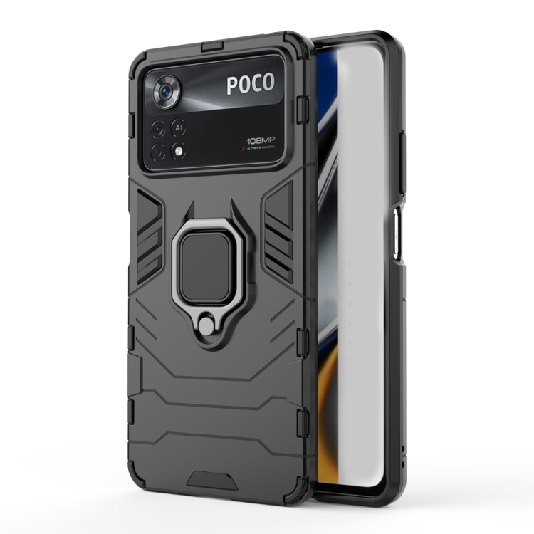 Puzdro Xiaomi Poco X4 Pro 5G s držiakom čierna farba