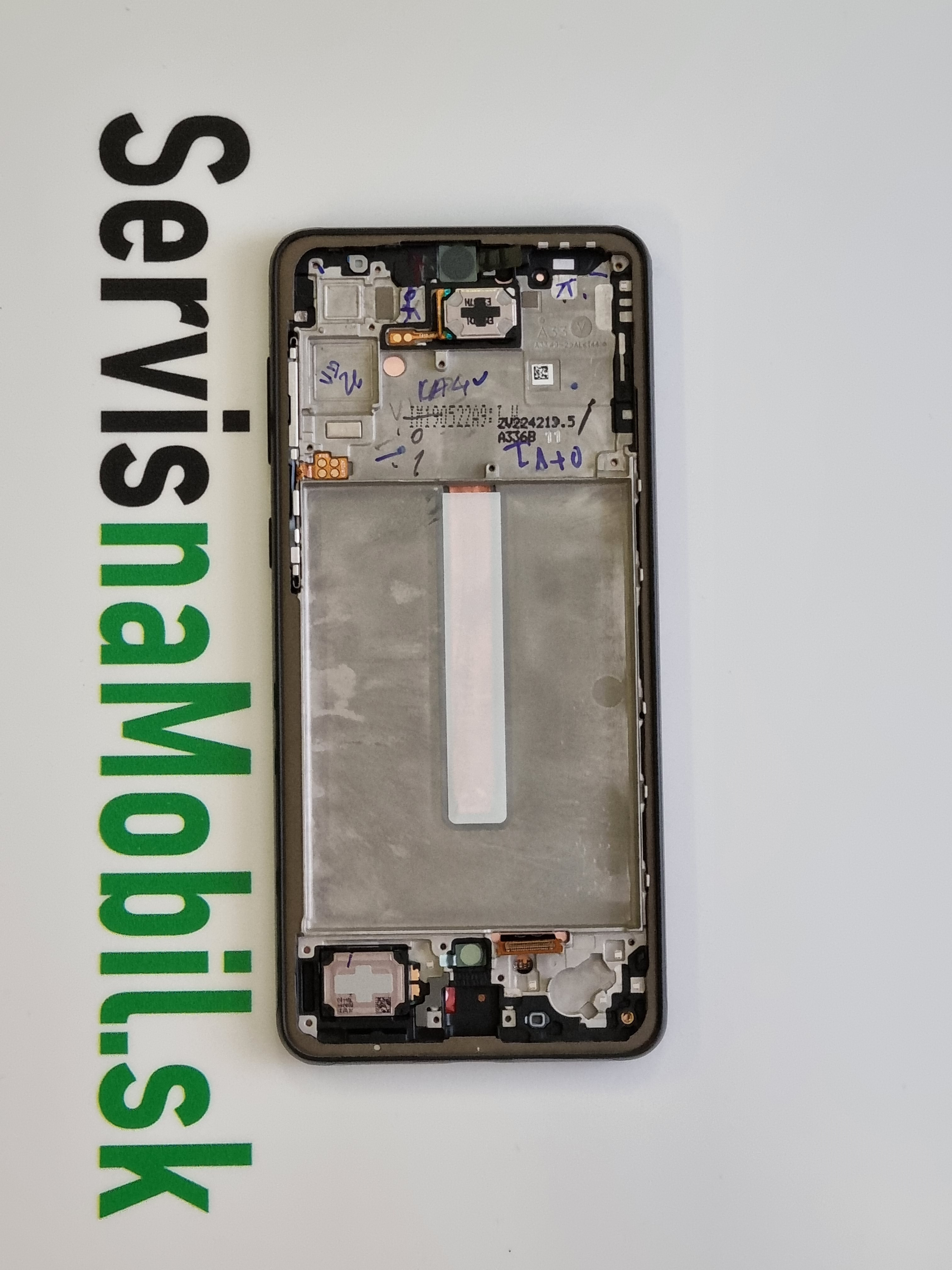 LCD Displej + Dotykové sklo + Rám Samsung Galaxy A33 5G A336 biela farba (white) - Originál Service pack