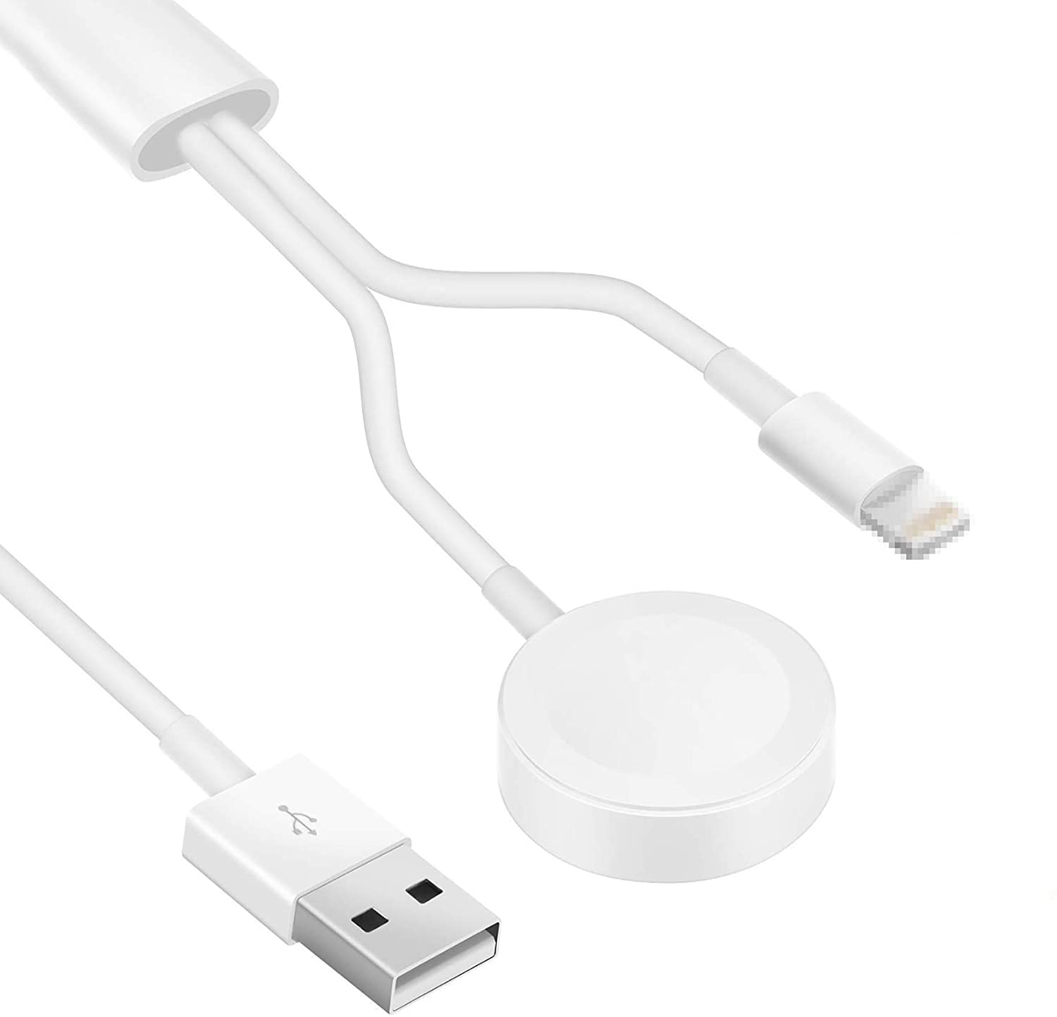 2v1 Type-C+ iWatch+Lightning magnetický dátový nabíjací kábel 1,2m biela farba