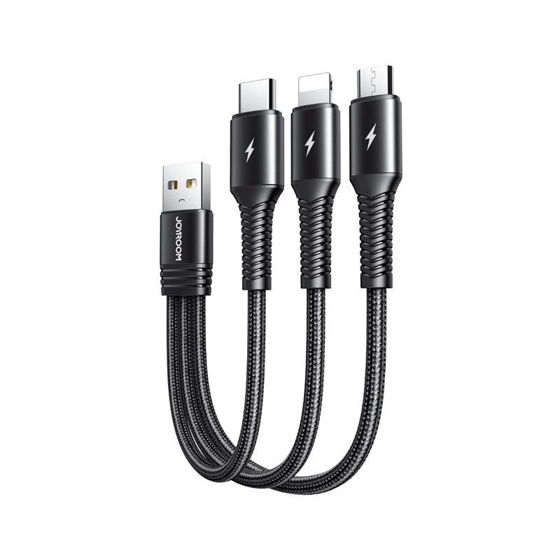 JOYROOM S-01530G9 15cm 3.5A dátový nabíjací kábel USB 3V1 Lightning + TYP-C + mikro USB
