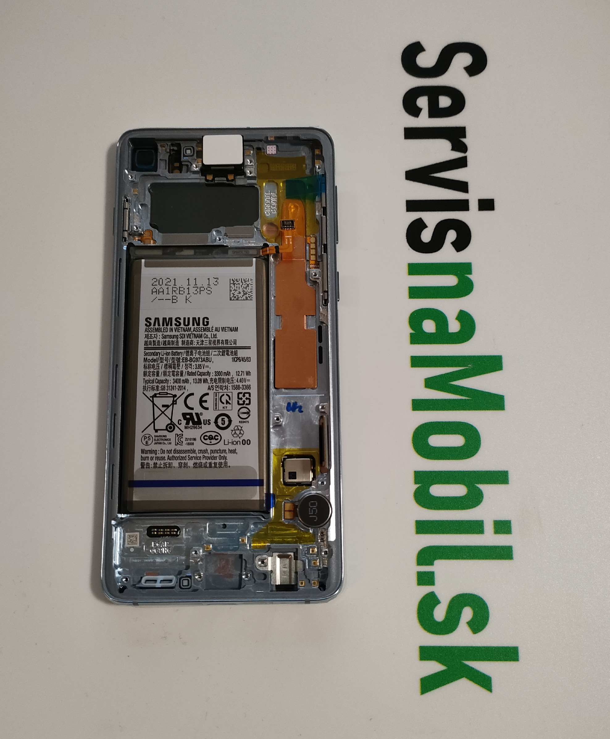 LCD Displej + Dotykové sklo + Rám + Batéria Samsung G973 Galaxy S10 - originál