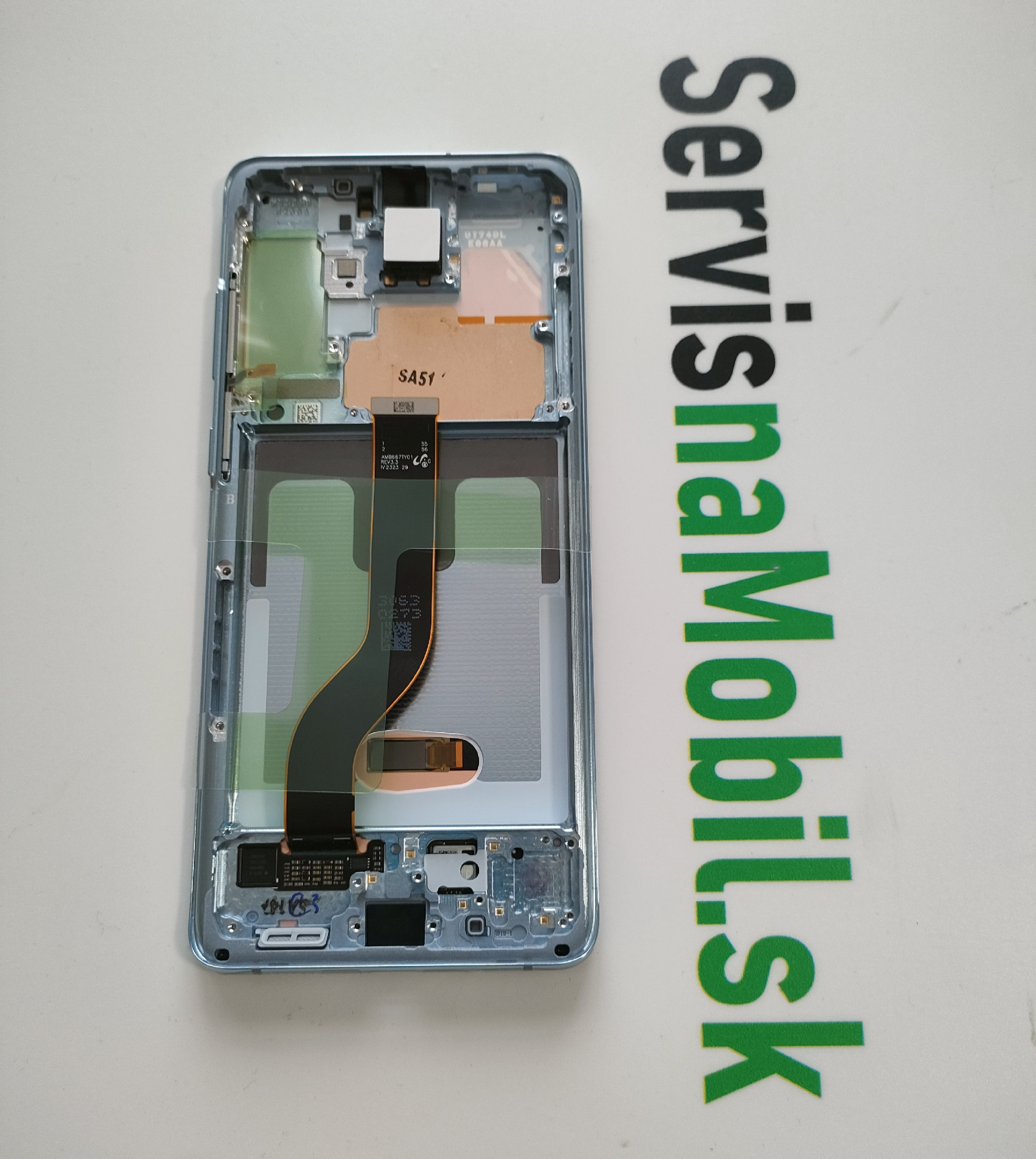 LCD Displej + Dotykové sklo + Rám Samsung Galaxy S20 Plus 4G/5G 2020 BLUE CLOUD - Originál