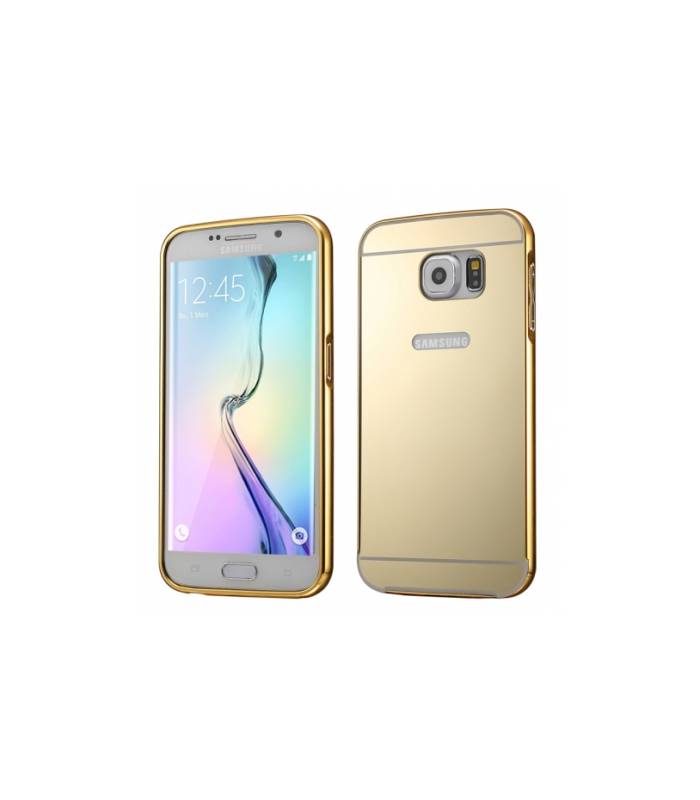 Púzdro s kovovým rámikom a akrylovým zadným krytom Samsung Galaxy S6 Edge - zlatá farba