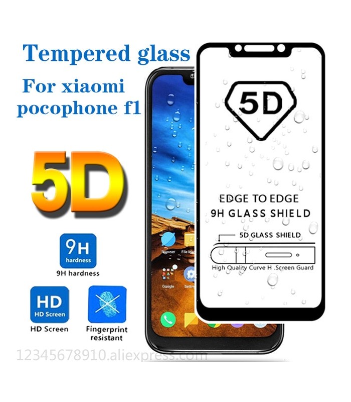 5D 9H ochranné tvrdené sklo Xiaomi Pocophone F1 čierna farba