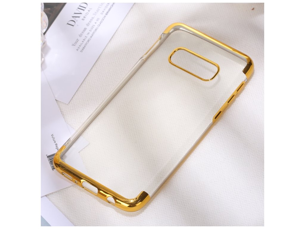 Puzdro Samsung Galaxy A80/A90 priesvitné so zlatým rámom