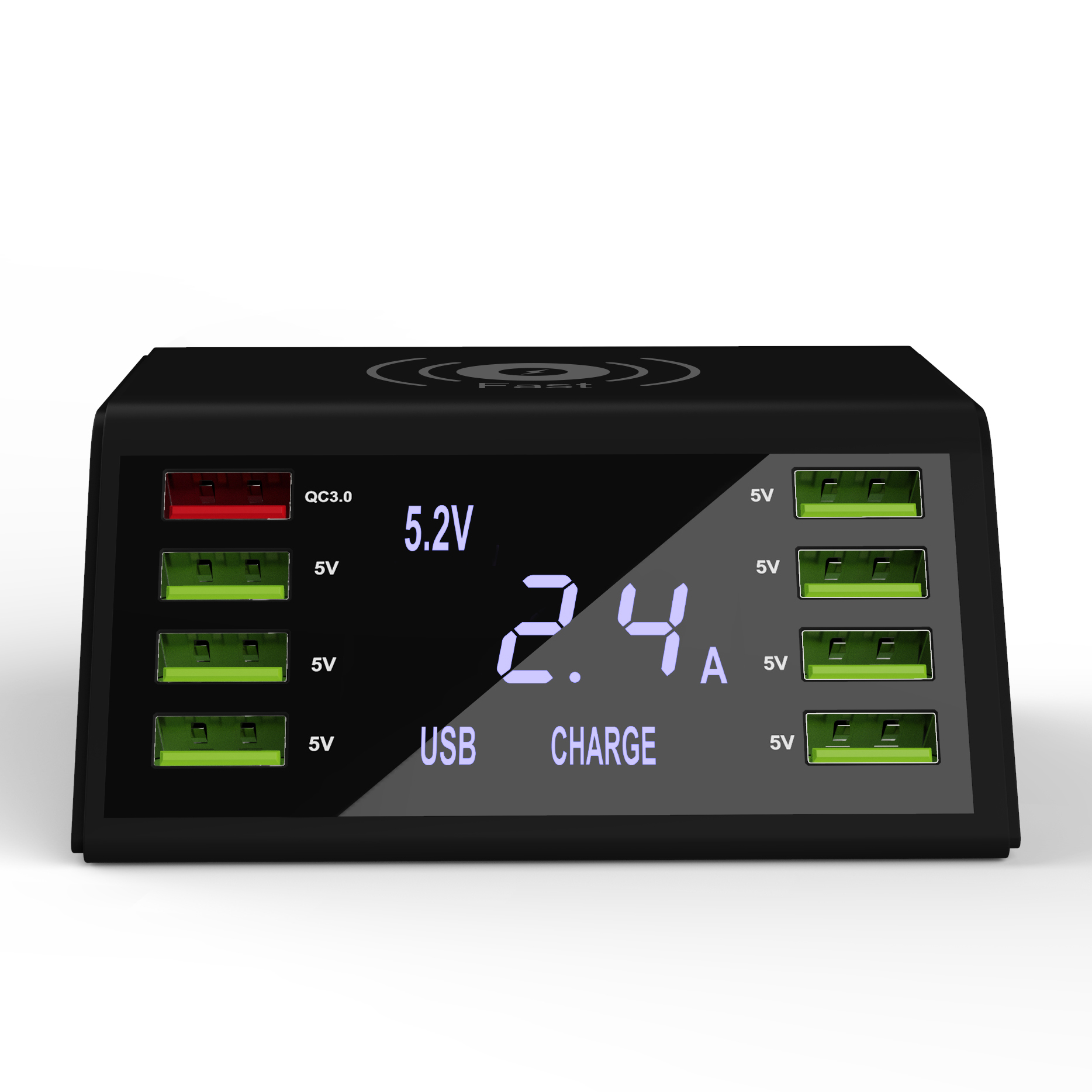 Rýchla nabíjačka s 8 USB portami a inteligentným displejom