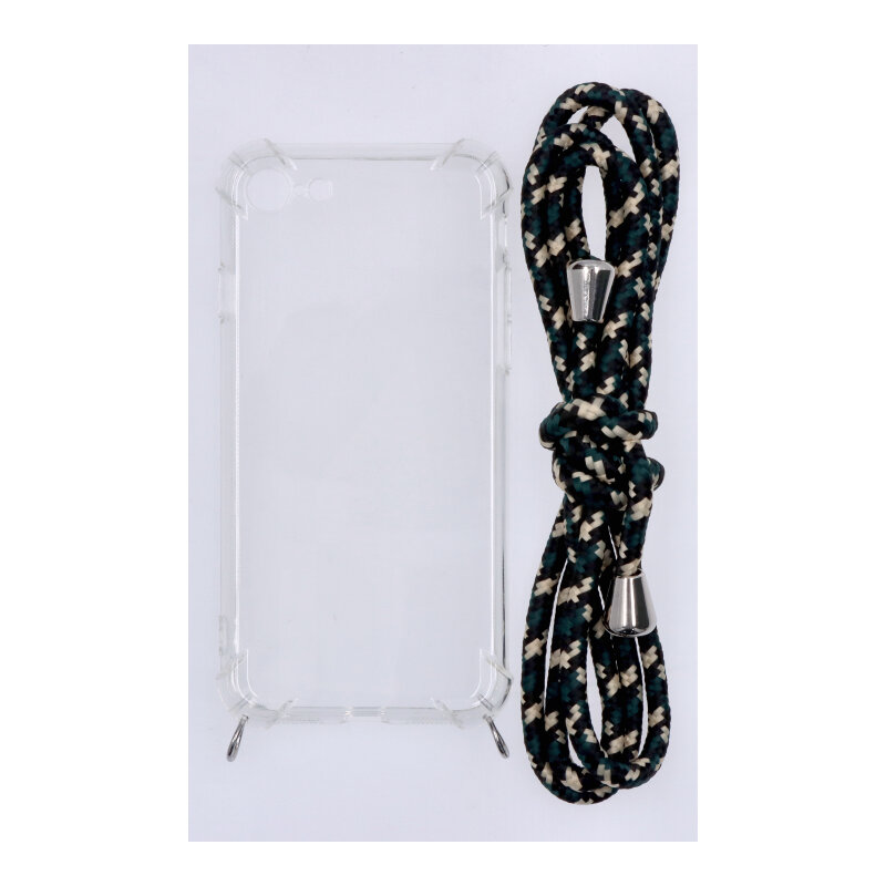 Puzdro iPhone 7 / 8 / SE 2020 silikónové transparentné so šnúrkou