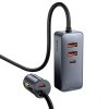 Baseus CCBT-A0G Rychlonabíjecí Autonabíječka s Prodlužovacím Kabelem 120W 3x USB +1xUSB-C Gray