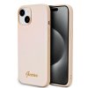 Guess PU Leather Iridescent Metal Script Zadní Kryt pro iPhone 15 Gold
