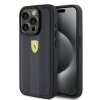 Ferrari PU Leather Hot Stamp Groove Pattern Zadní Kryt pro iPhone 15 Pro Black