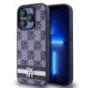 DKNY PU Leather Checkered Pattern and Stripe Zadní Kryt pro iPhone 15 Pro Max Blue