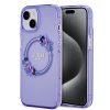 guess pc tpu flowers ring glossy logo magsafe zadni kryt pro iphone 15 purple i79458
