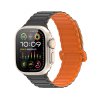 Dvojfarebný magnetický silikónový remienok na hodinky Apple Watch Series 42MM / 44MM / 45MM / 49MM čierno-oranžový