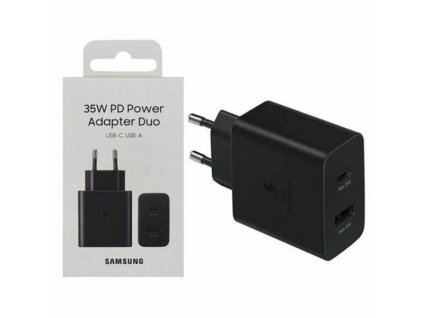 travel charger samsung ep ta220nbegeu 2 pin w usb a and usb c ports 35w fast charge black