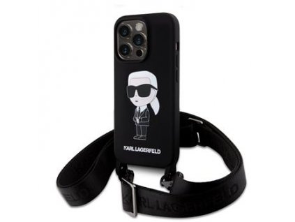 karl lagerfeld liquid silicone crossbody ikonik zadni kryt pro iphone 15 pro max black i77559