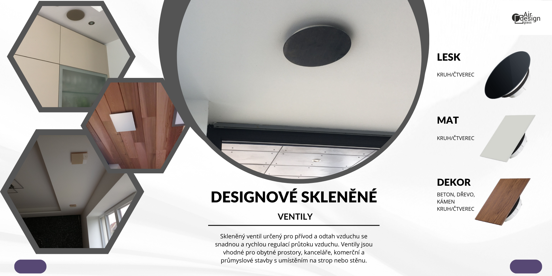 Skleněné výustky pro vzduchotechniku