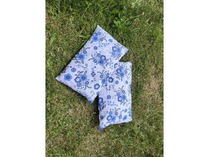 Pohankový polštář obdélníkový - Bílý + modrý květ