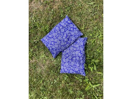 Pohankový polštář obdélníkový - Modrý + bílý květ
